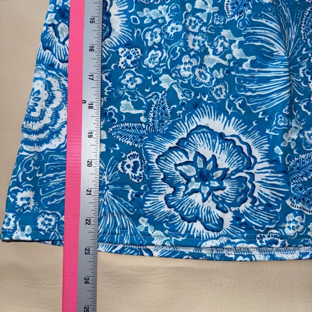 Lands End Blue White Floral‎ Tankini Swim Top Adjustable Straps Size 10
